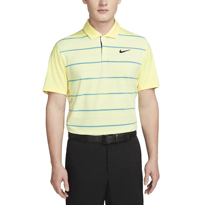 Nike Dri-FIT Tiger Woods Striped Golf Polo Citron Tint/White/Baltic Blue - SS23 Men