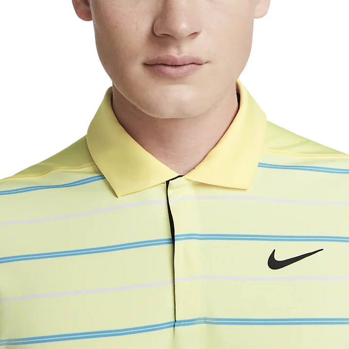 Nike Dri-FIT Tiger Woods Striped Golf Polo Citron Tint/White/Baltic Blue - SS23 Men