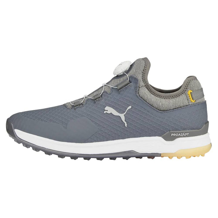 PUMA PROADAPT Alphacat Disc Spikeless Golf Shoes Quiet Shade/Silver/Yellow Sizzle - 23 Men