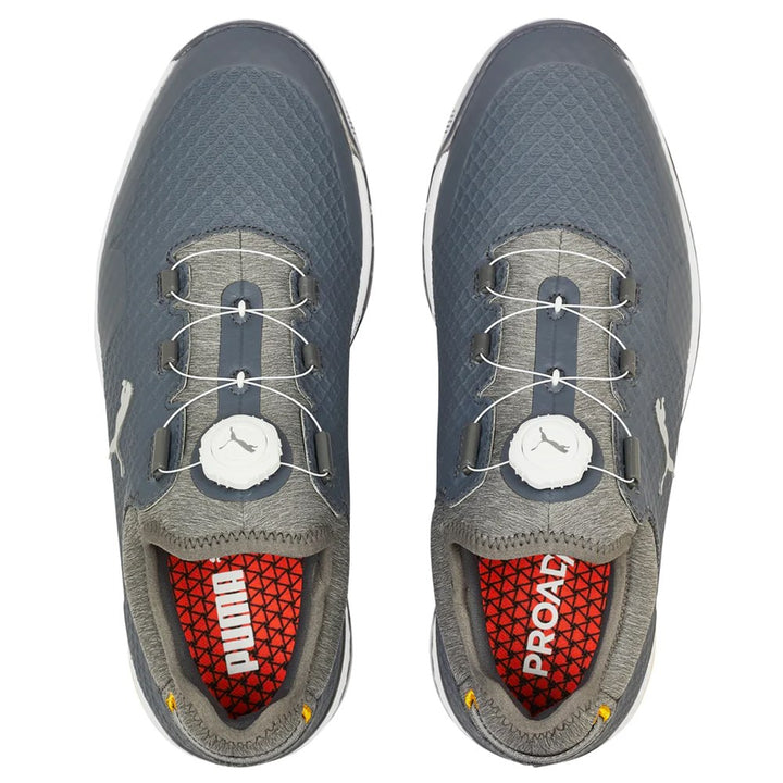 PUMA PROADAPT Alphacat Disc Spikeless Golf Shoes Quiet Shade/Silver/Yellow Sizzle - 23 Men