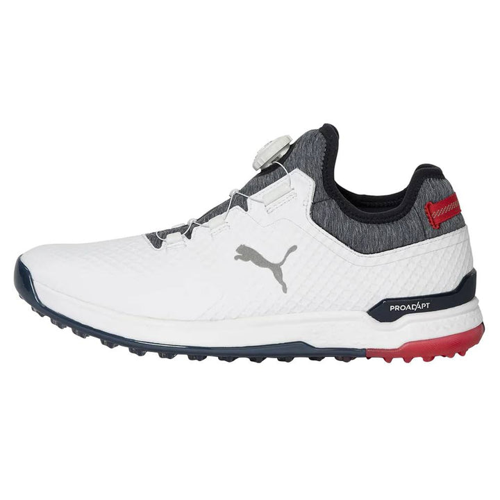 PUMA PROADAPT Alphacat Disc Spikeless Golf Shoes White/Navy Blazer/High Risk Red - 23 Men