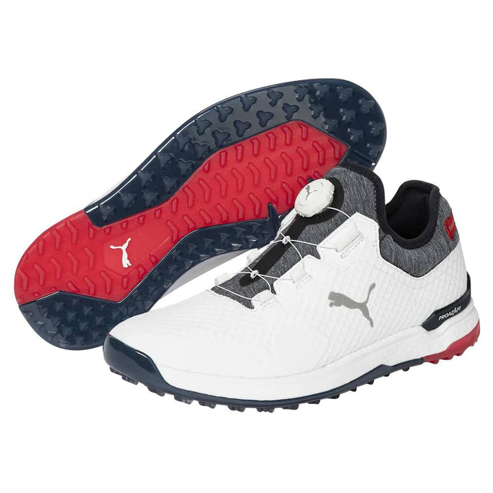 PUMA PROADAPT Alphacat Disc Spikeless Golf Shoes White/Navy Blazer/High Risk Red - 23 Men