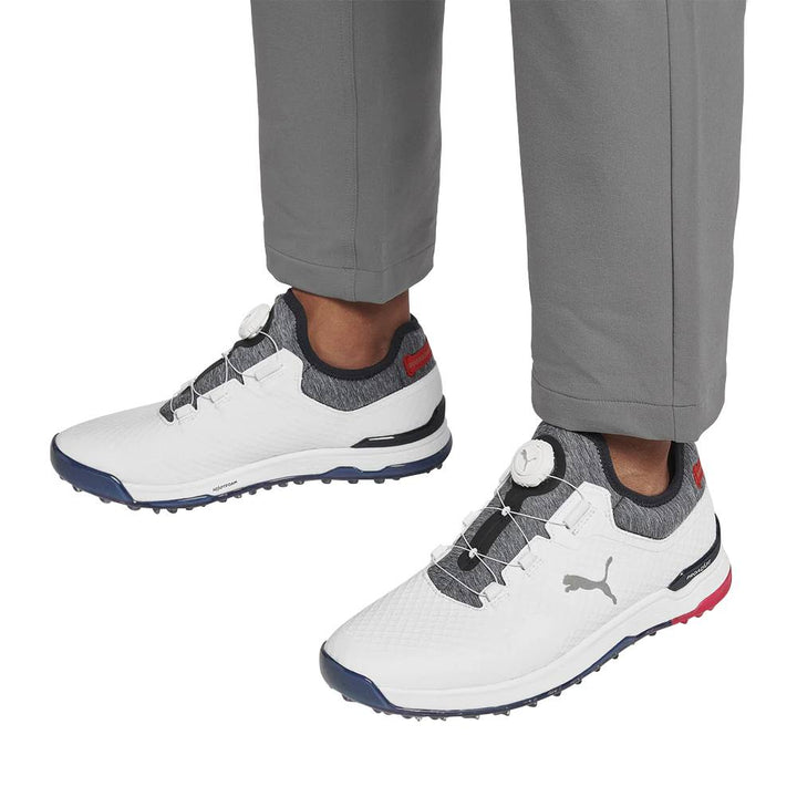 PUMA PROADAPT Alphacat Disc Spikeless Golf Shoes White/Navy Blazer/High Risk Red - 23 Men
