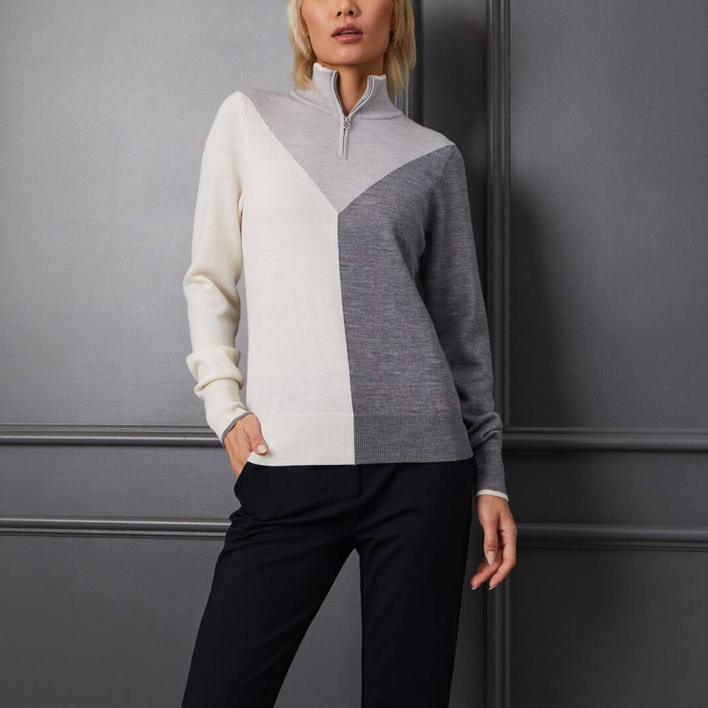 Gfore Colour Block Merino Wool Quarter Zip Golf Sweater 2023 Women