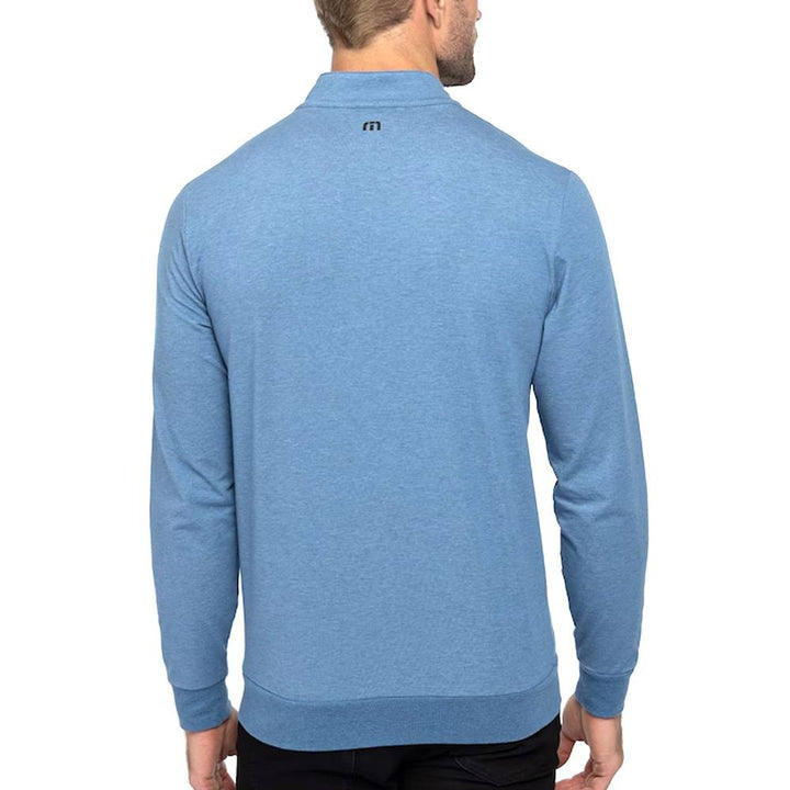 TravisMathew Splash of Color Golf Pullover Heather Mid Blue - SS23 Men