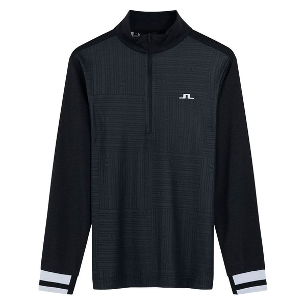 J.Lindeberg Danny Debossed Mid Layer Golf Pullover Black - SS23
