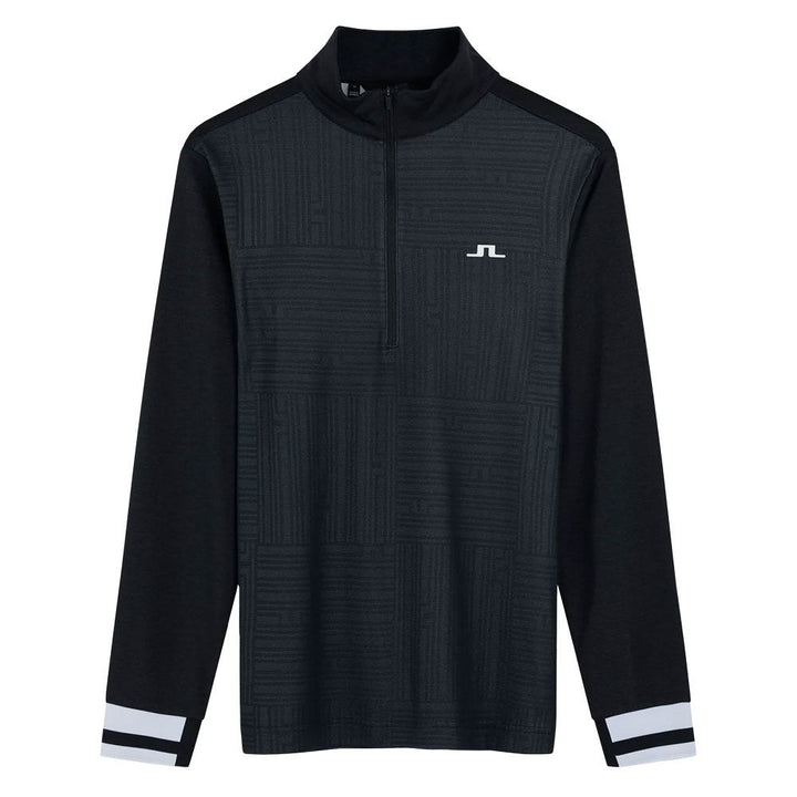 J.Lindeberg Danny Debossed Mid Layer Golf Pullover Black - SS23