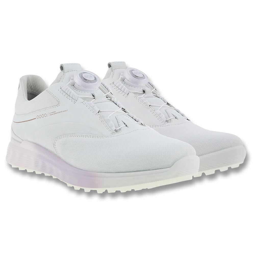 ECCO S-Three BOA Spikeless Golf Shoes White/Delicacy/White - SS23 Women