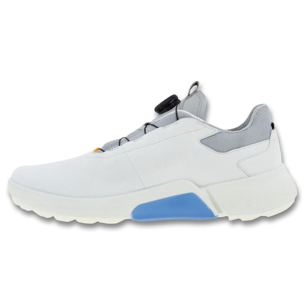ecco BIOM H4 BOA ゴルフシューズ ホワイト×ブルー EU40 ECCO BIOM H4 BOA Spikeless Golf Shoes White/Retro Blue - SS23 Men