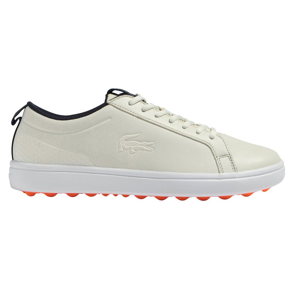 Lacoste G Elite Synthetic Spikeless Golf Shoes Off White/White - 23 Men