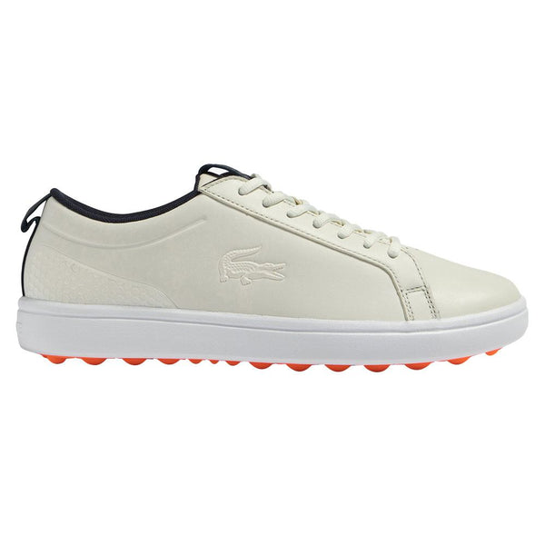 Lacoste G Elite Synthetic Spikeless Golf Shoes Off White/White - 23 Men