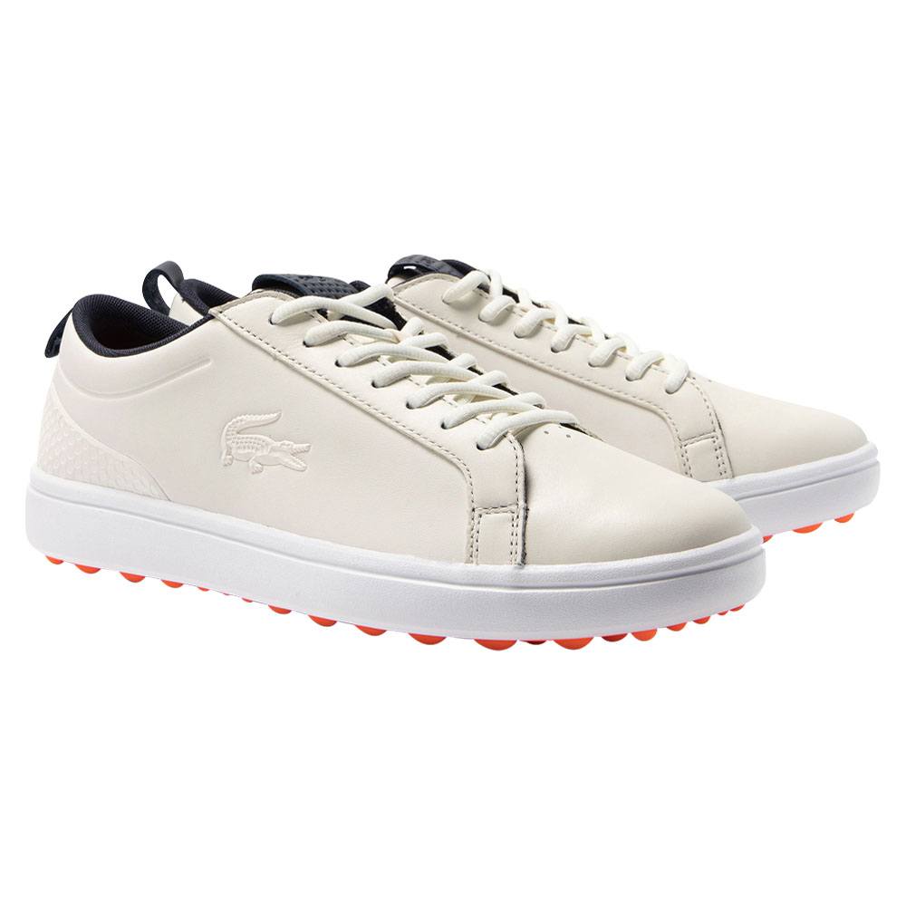 Lacoste G Elite Synthetic Spikeless Golf Shoes Off White/White - 23 Men
