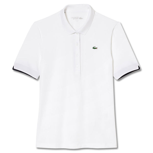 Lacoste Sport Breathable Stretch Golf Polo White/Navy Blue - SS23 Women