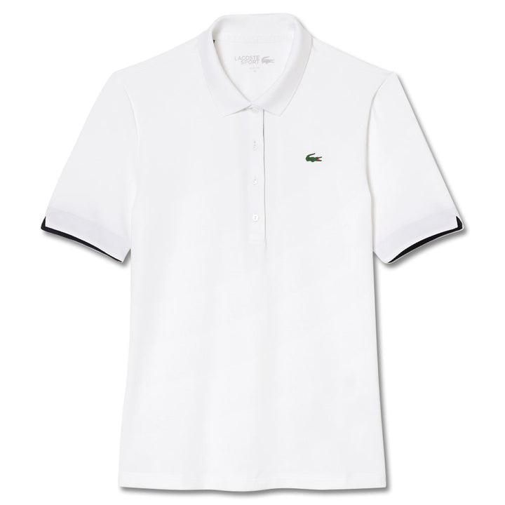 Lacoste Sport Breathable Stretch Golf Polo White/Navy Blue - SS23 Women