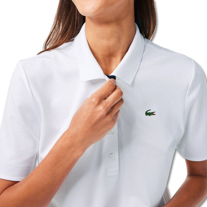 Lacoste Sport Breathable Stretch Golf Polo White/Navy Blue - SS23 Women
