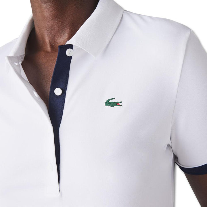 Lacoste Sport Breathable Stretch Golf Polo White/Navy Blue - SS23 Women
