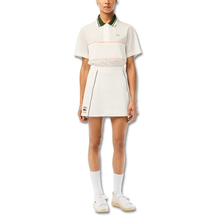 Lacoste Organic Cotton French Made Golf Skirt Off White - SS23 Women