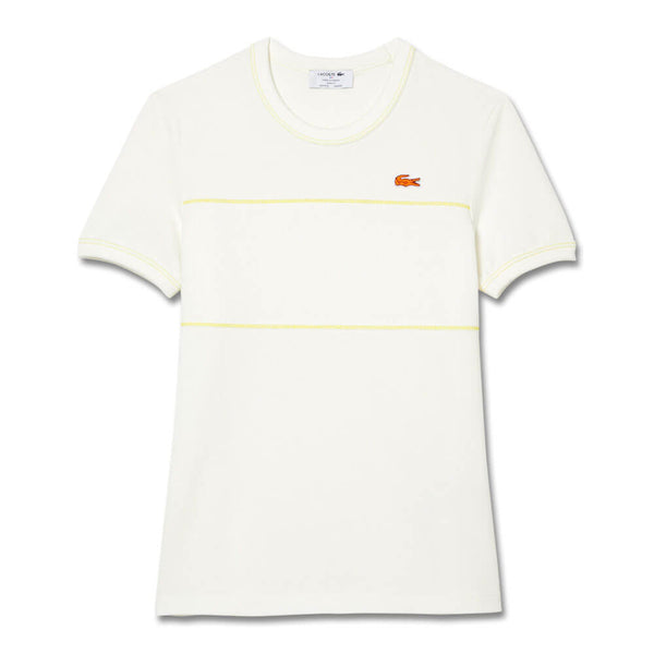 Lacoste French Made Organic Cotton Pique Golf T-Shirt Off White - SS23 Women