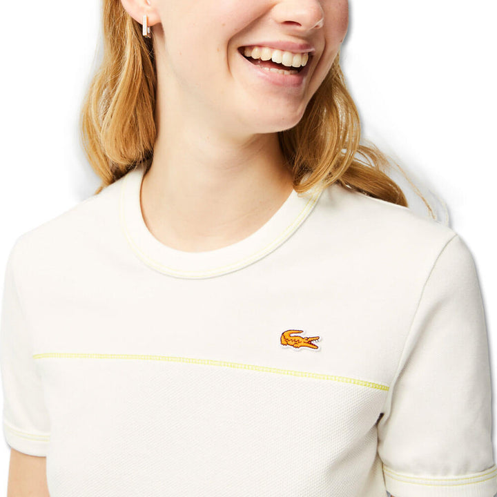 Lacoste French Made Organic Cotton Pique Golf T-Shirt Off White - SS23 Women