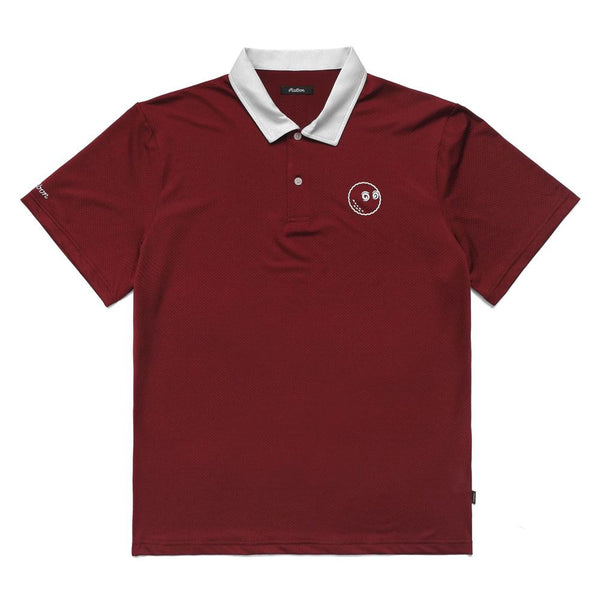 Malbon Trophy Baldwin Mesh Golf Polo Burgundy - 23 Men