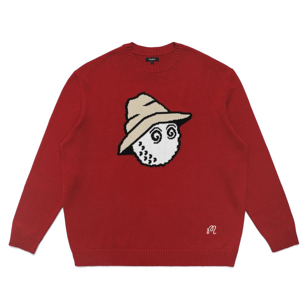 Malbon Buckets Intarsia Knit Golf Sweater Cardinal