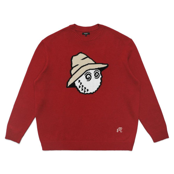 Malbon Buckets Intarsia Knit Golf Sweater Cardinal