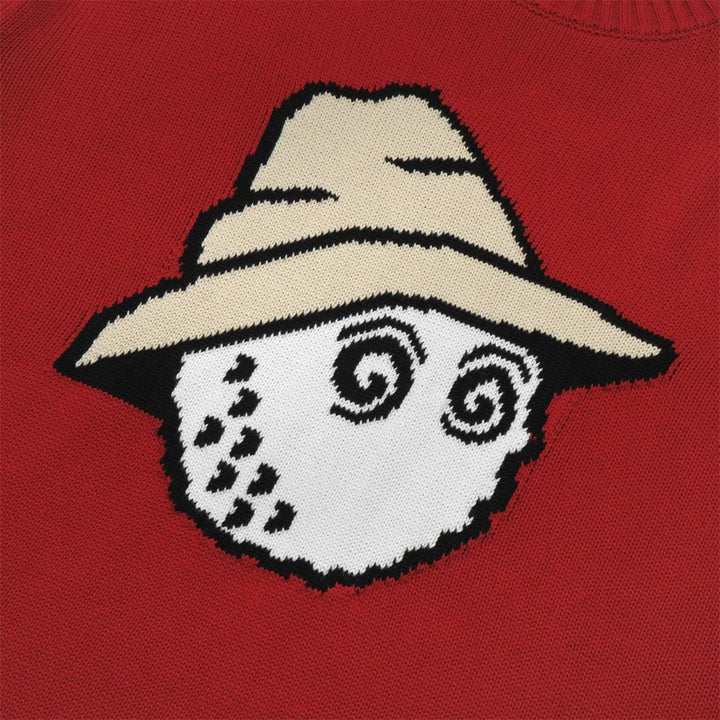 Malbon Buckets Intarsia Knit Golf Sweater Cardinal