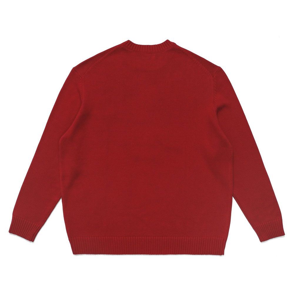 Malbon Buckets Intarsia Knit Golf Sweater Cardinal