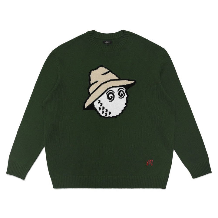 Malbon Buckets Intarsia Knit Golf Sweater Hunter Green