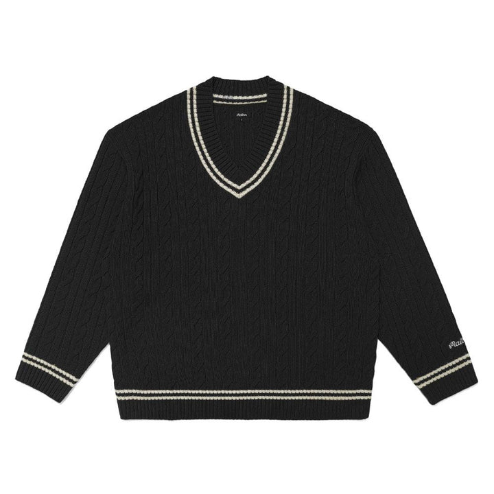Malbon Ivy Cable Knit Golf Sweater Black