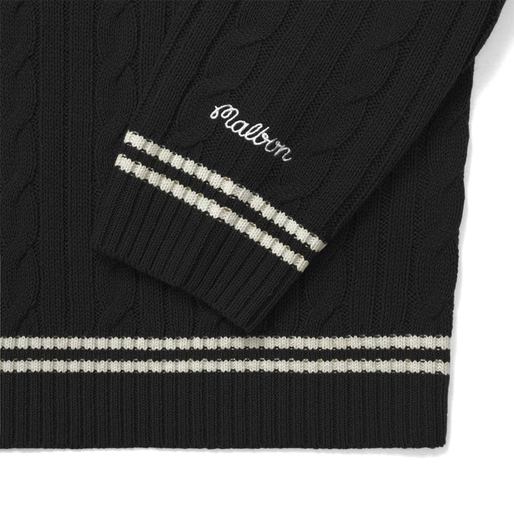 Malbon Ivy Cable Knit Golf Sweater Black