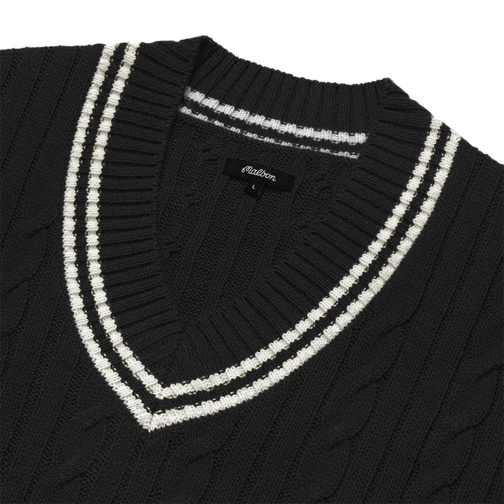 Malbon Ivy Cable Knit Golf Sweater Black