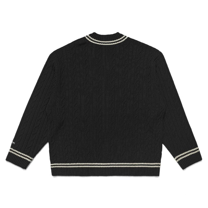 Malbon Ivy Cable Knit Golf Sweater Black