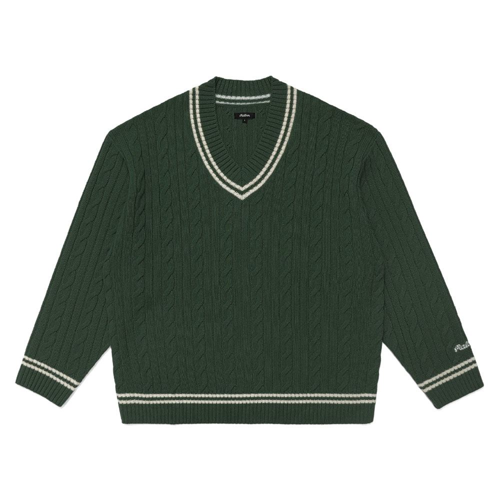 Malbon Ivy Cable Knit Golf Sweater Hunter Green