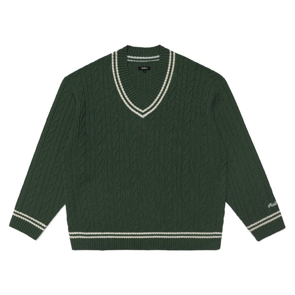 Malbon Ivy Cable Knit Golf Sweater Hunter Green