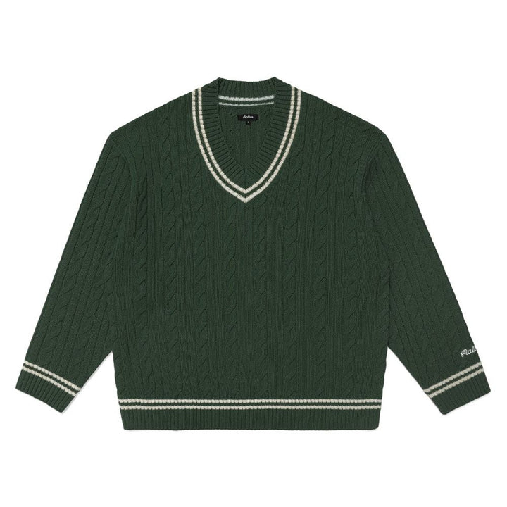 Malbon Ivy Cable Knit Golf Sweater Hunter Green