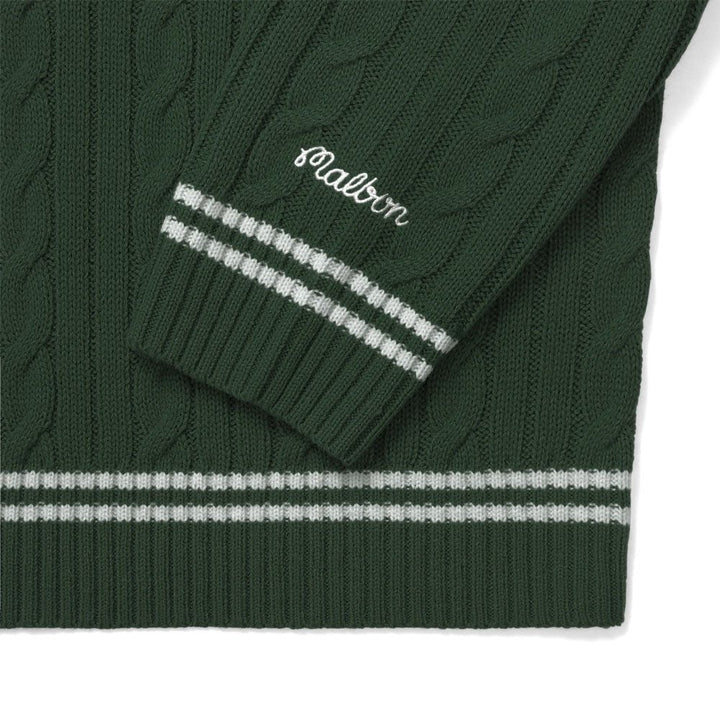 Malbon Ivy Cable Knit Golf Sweater Hunter Green