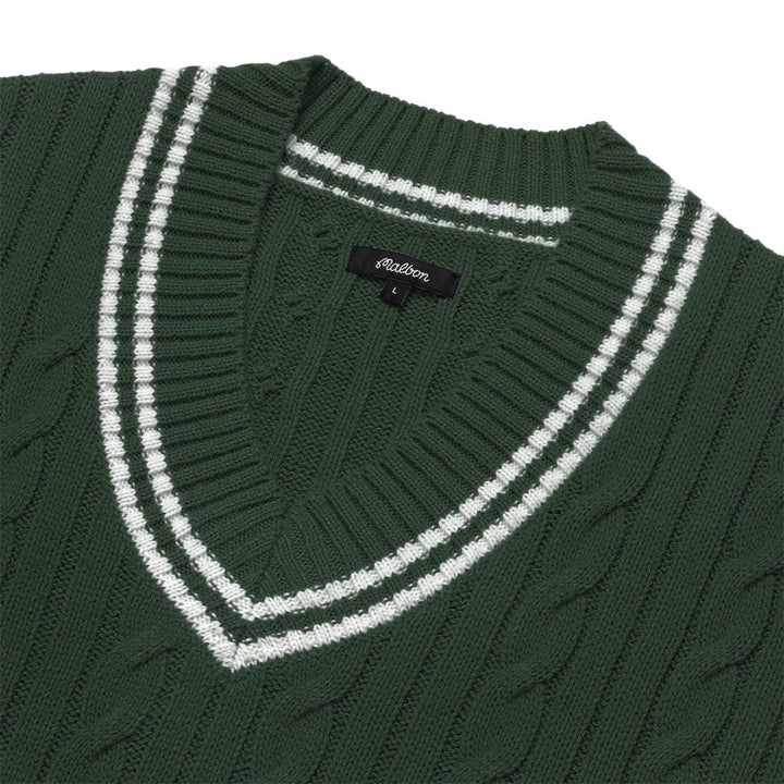 Malbon Ivy Cable Knit Golf Sweater Hunter Green