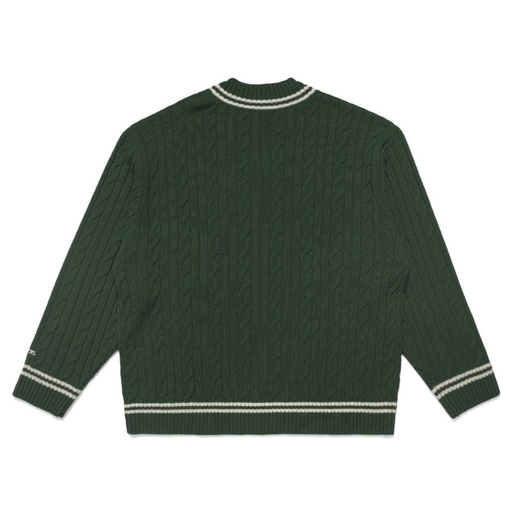 Malbon Ivy Cable Knit Golf Sweater Hunter Green