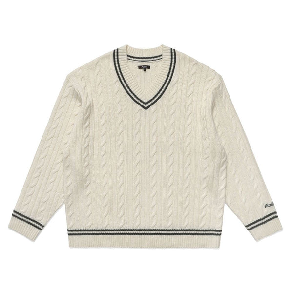 Malbon Ivy Cable Knit Golf Sweater Natural