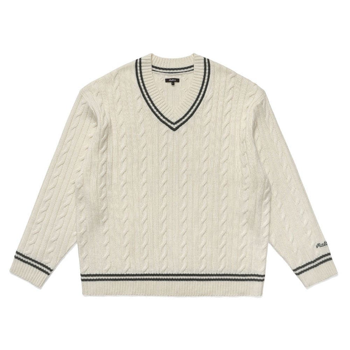 Malbon Ivy Cable Knit Golf Sweater Natural