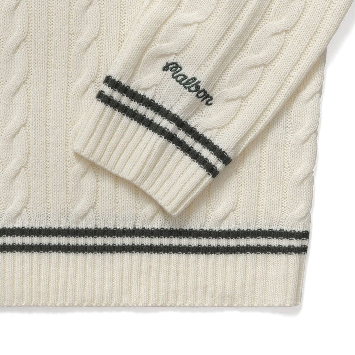 Malbon Ivy Cable Knit Golf Sweater Natural