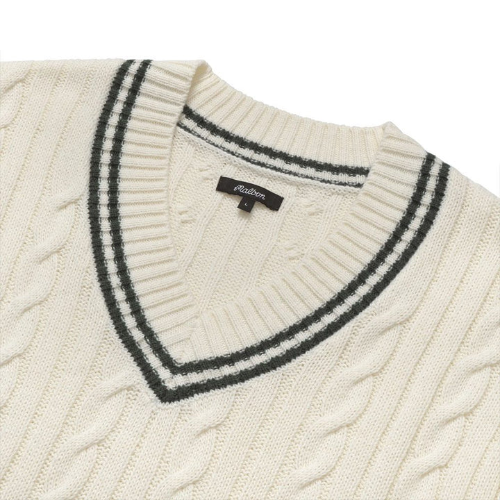 Malbon Ivy Cable Knit Golf Sweater Natural