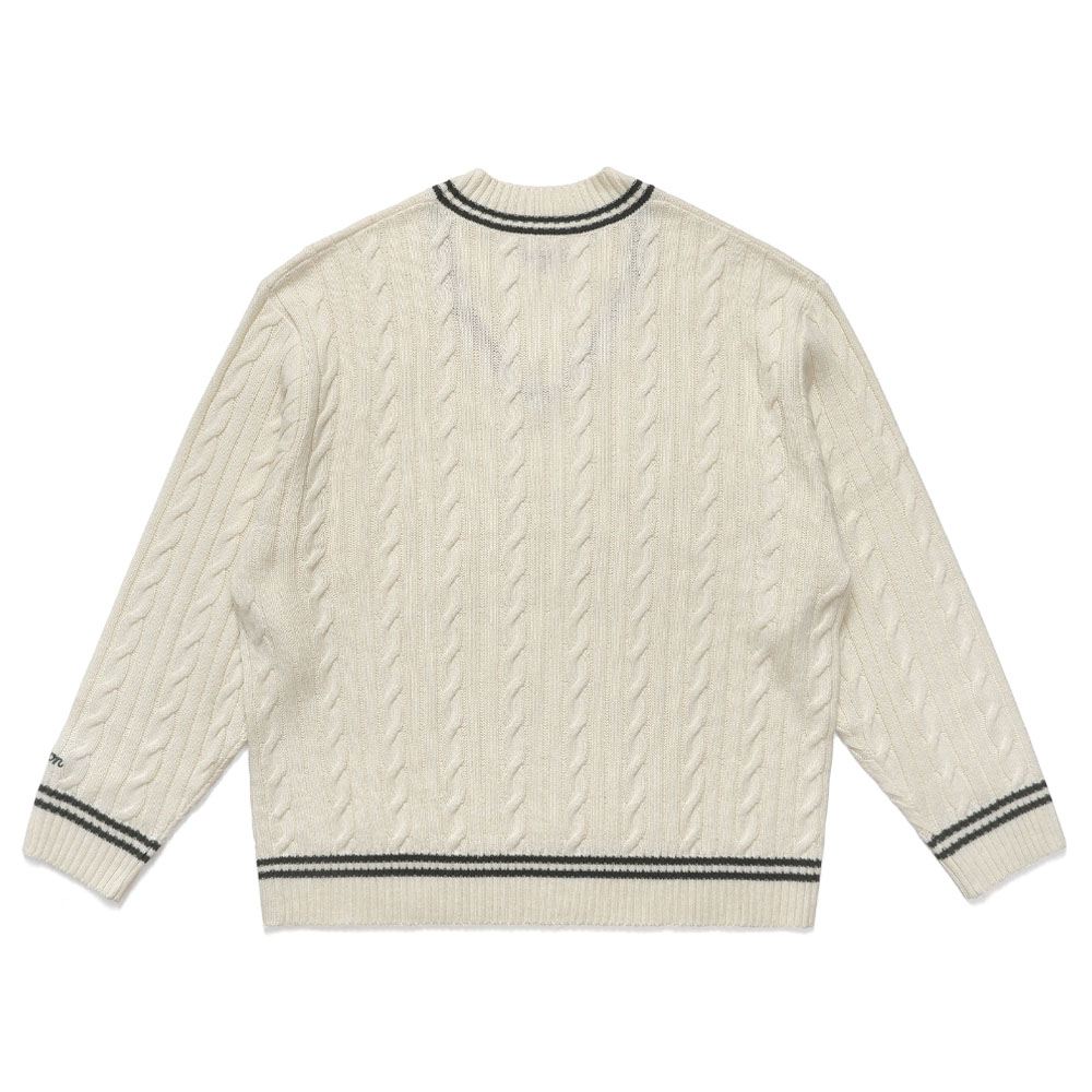 Malbon Ivy Cable Knit Golf Sweater Natural