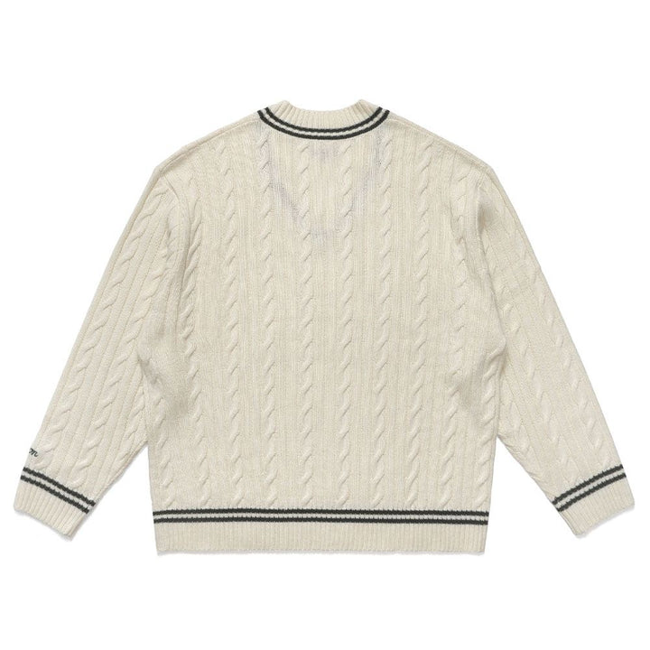 Malbon Ivy Cable Knit Golf Sweater Natural