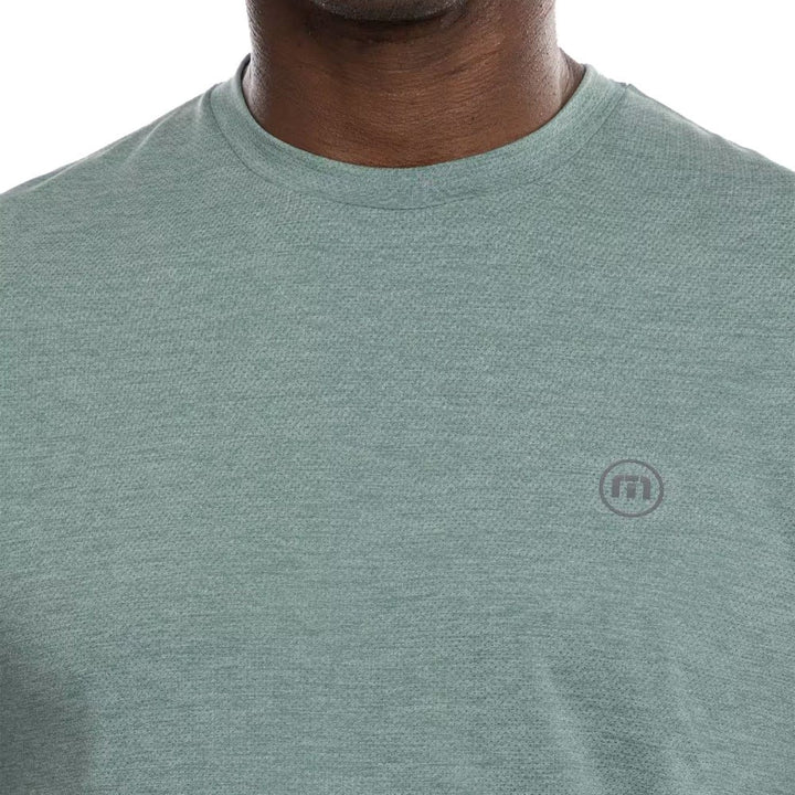 TravisMathew Scenic Vista Active Tee Golf T-Shirt Heather Silver Pine - 23 Men