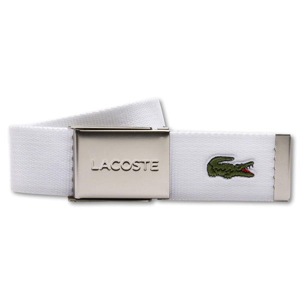 Lacoste Engraved Buckle Woven Fabric Golf Belt White - 23 Men