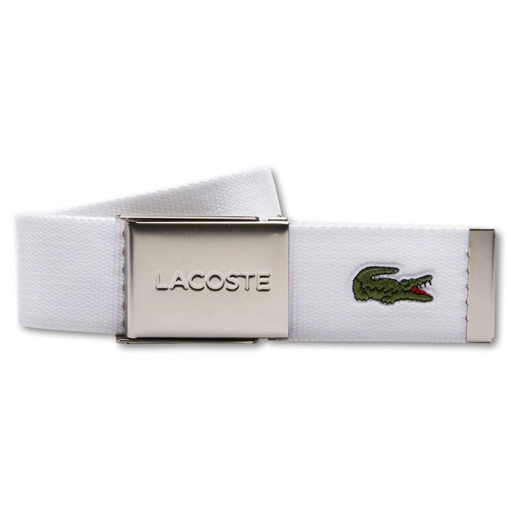 Lacoste Engraved Buckle Woven Fabric Golf Belt White - 23 Men