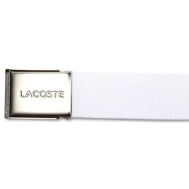 Lacoste Engraved Buckle Woven Fabric Golf Belt White - 23 Men