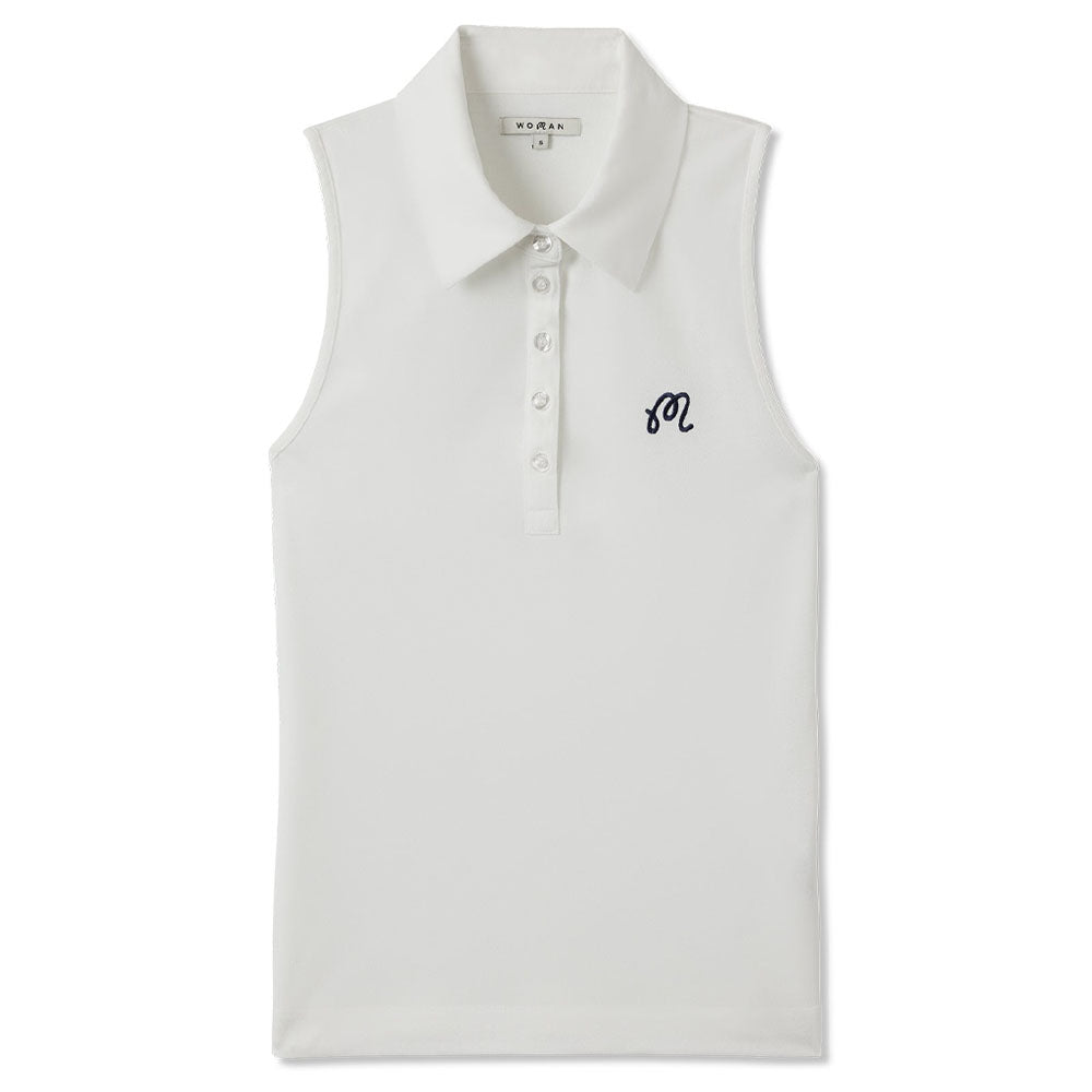 Malbon Claudia Sleeveless Golf Polo White Women